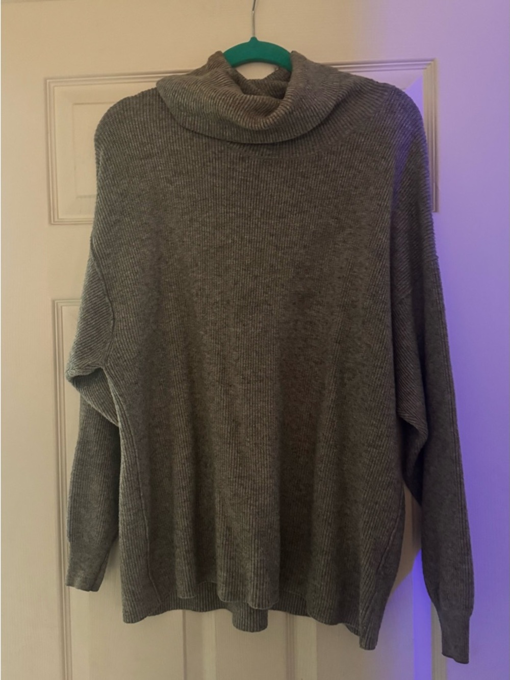 Free People Gray Ribbed Cowl Neck Sweater - Picture 2 of 6